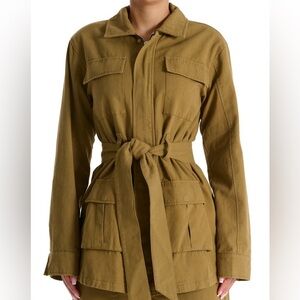 Naked Wardrobe Cotton Canvas Olive Belted Jacket